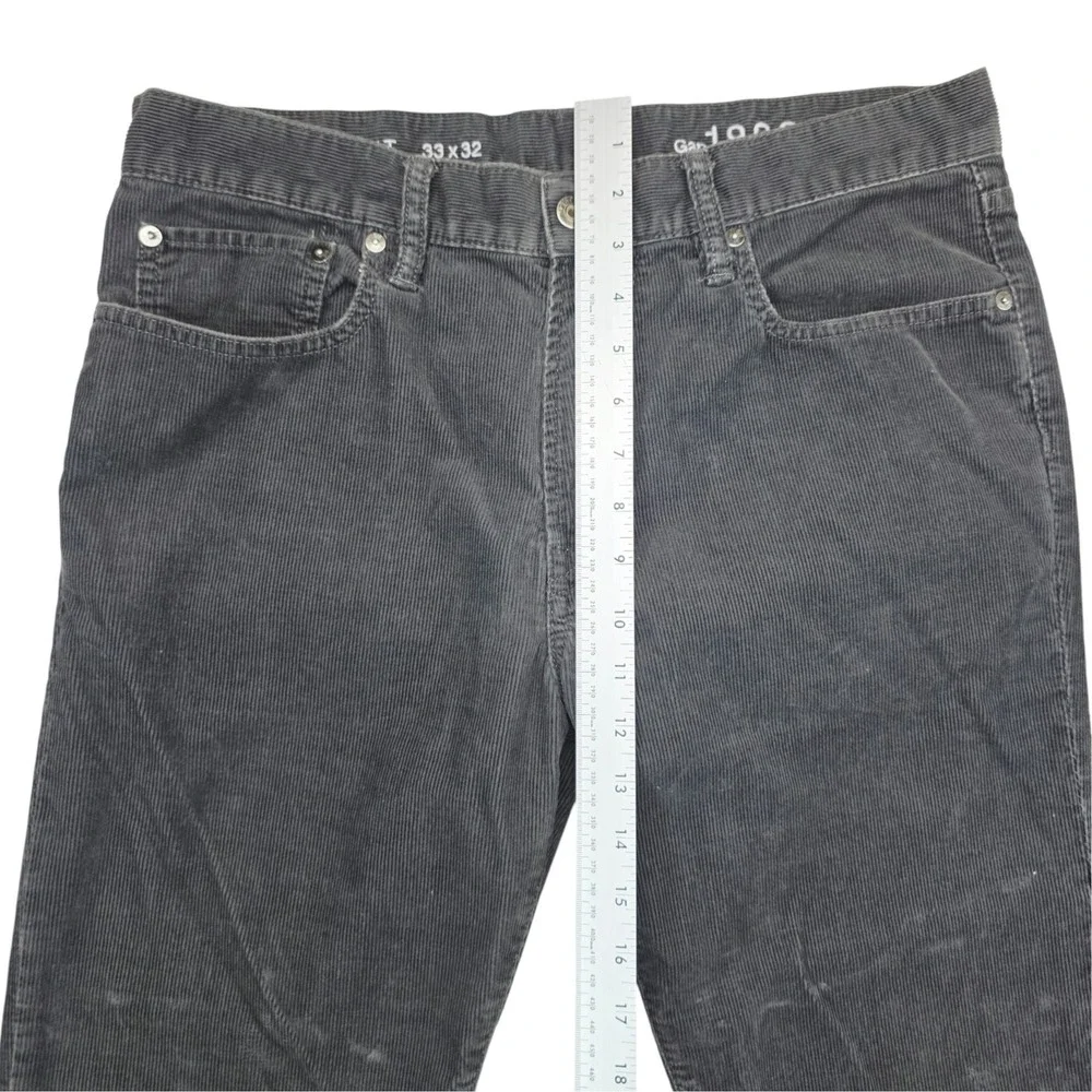 Gap 1969 Mens Straight Corduroy Pants Eclipse Gray 33x32 Cotton Cords